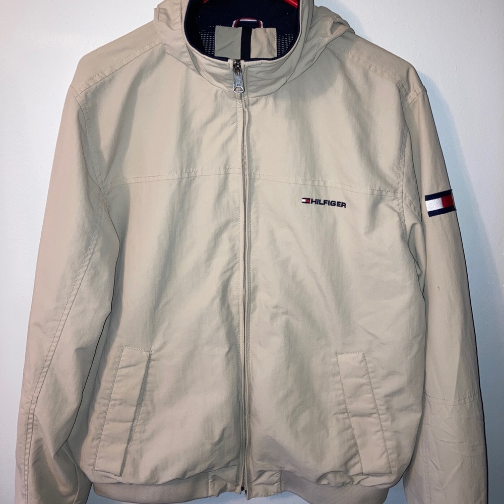 MEN'S TOMMY HILFIGER YACHT JACKET WINDBREAKER WATERSTOP KHAKI  SIZE LARGE